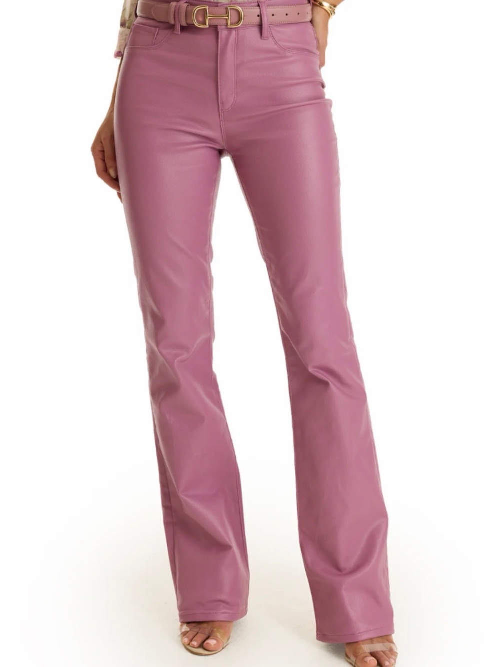 NWT Noli Aria Mauve Coated Flared Jean 28